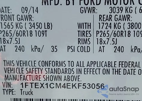 2014 Ford F-150 Stx from USA, damaged, VIN 1FTEX1CM4EKF53056